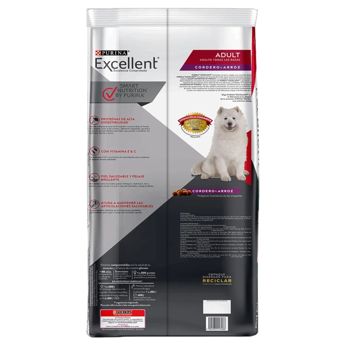 Purina Excellent Perro Adulto Cordero Y Arroz Todas Las Razas 20kg