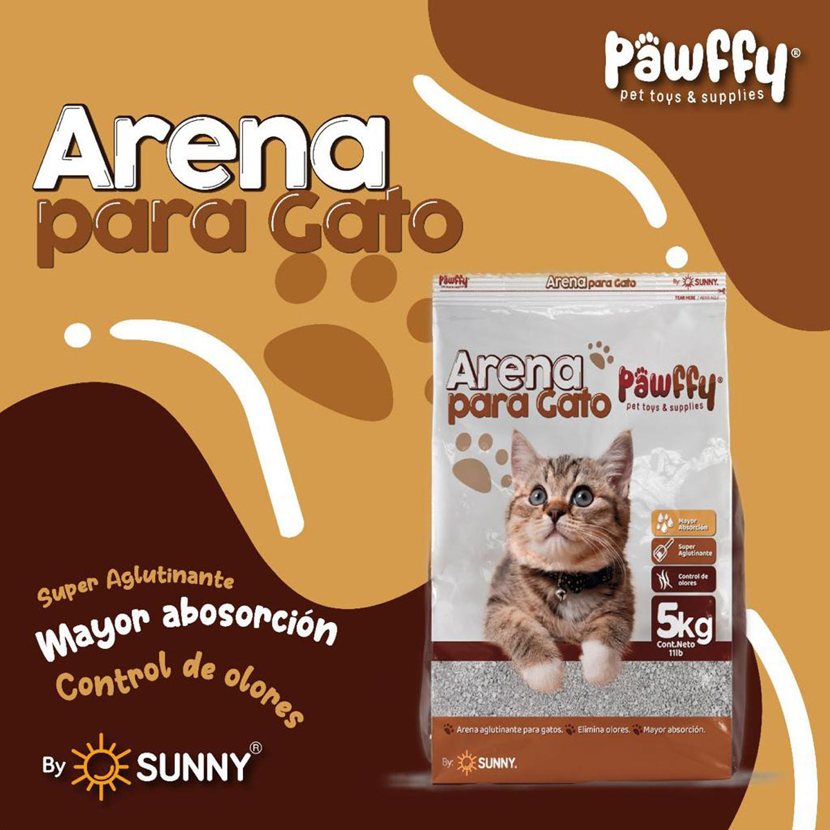 Arena para gatos Pawffy paquete de 30kg