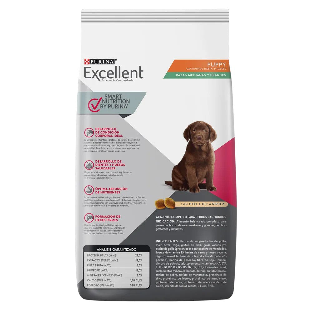 Purina Excellent Perro Cachorro Pollo Y Arroz Razas Medianas Y Grandes 20kg