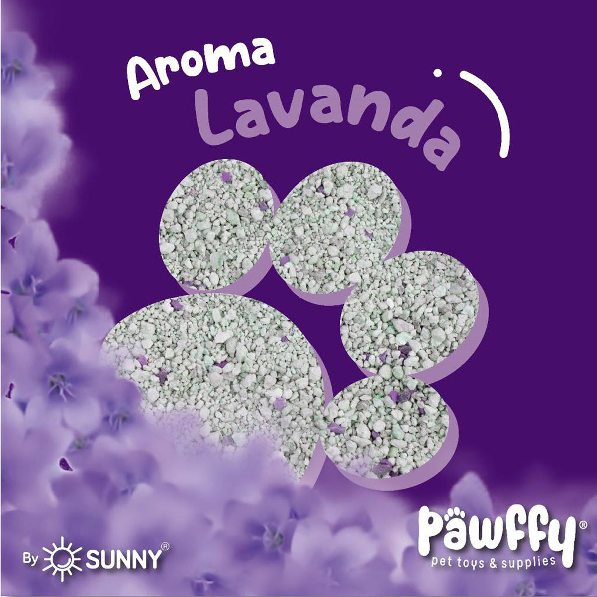 Arena para gatos Pawffy lavanda paquete de 30kg